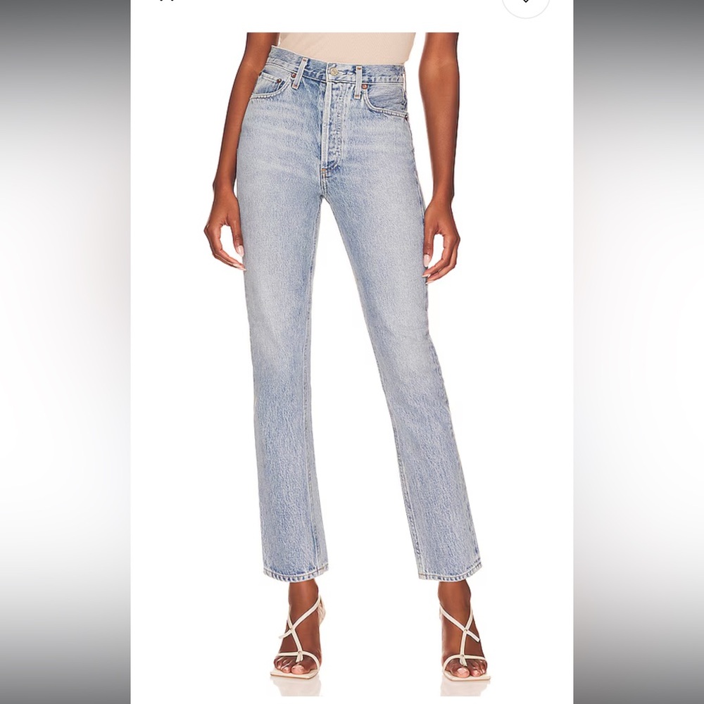 Agolde Blue Straight Leg Jeans High-Waisted